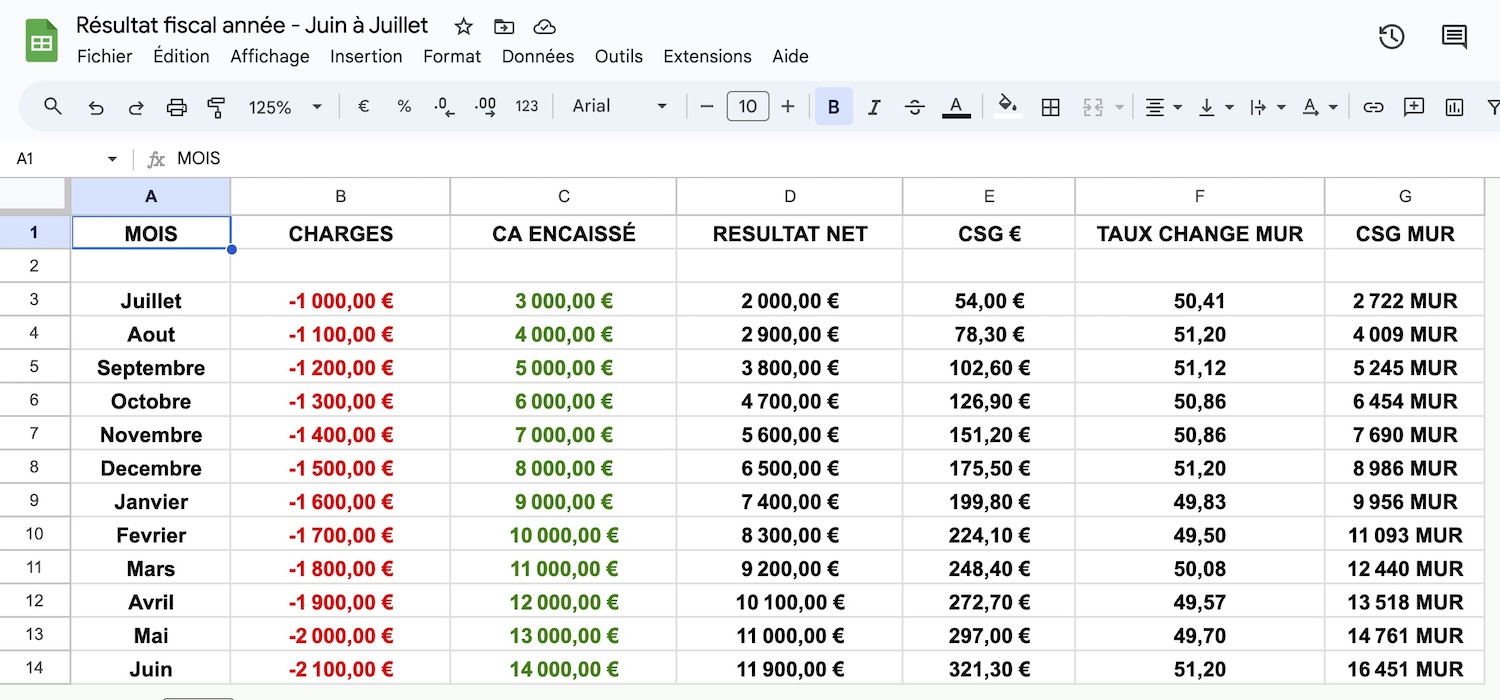 détail d'un suivi de comptabilité pour freelances à l'ile maurice